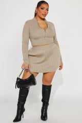 Claudia Sweater Skirt Set - Taupe