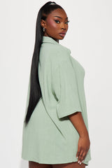 No Secrets Linen Short Set - Sage