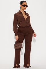 Ellery Split Hem Trouser - Brown