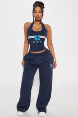 Alessandra 92 Halter Top - Blue