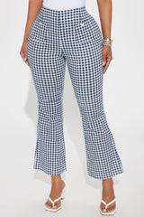 Sorry Not Sorry Gingham Capri Pant - Navy/combo