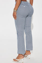 Sorry Not Sorry Gingham Capri Pant - Navy/combo
