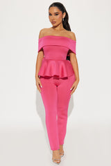 My Pretty Peplum Pant Set - Fuchsia