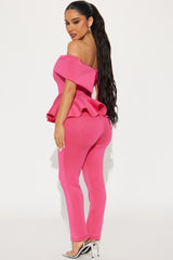 My Pretty Peplum Pant Set - Fuchsia