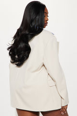 Kenzie Blazer Boxer Short Set - Taupe/combo