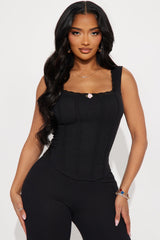 Bella Lace Trim Pant Set - Black