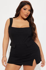 The Mia Double Lined Ponte Skort Set - Black