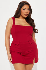 The Mia Double Lined Ponte Skort Set - Red