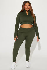 Fighter Ribbed Active Legging In Infinity Seamless - Olive