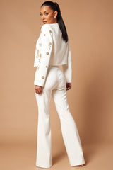 Caroline Embellished Blazer Suit Set - White