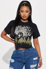 Def Leppard Inferno Cropped Tee - Black