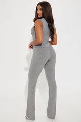 Sweet Bow Moment Pant Set - Grey