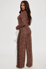 Savage Chic Leopard Pant Set - Brown Combo