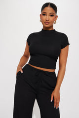 Life Is Good Textured Pant Set - Black