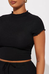 Life Is Good Textured Pant Set - Black