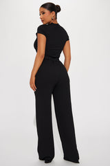 Life Is Good Textured Pant Set - Black