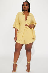 No Secrets Linen Short Set - Yellow
