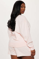 Unwind Washed Off Shoulder Short Set - Pink
