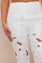 Alexandria Embroidered Pant - White