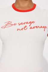 Be Savage Ringer Baby Tee - White
