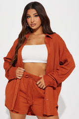 Bethany Textured Short Set - Rust