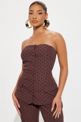 Stacy Polka Dot Flare Pant Set - Brown