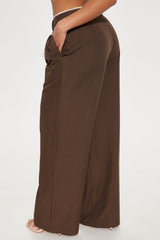 Sweet Promises Lace Trim Trouser - Brown