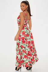 Floral Romance Skirt Set - Red/combo