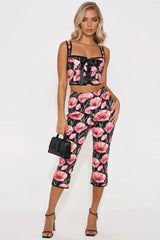 Floral Haven Capri Pant Set - Pink/combo
