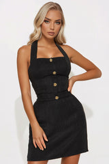 Olivia Tweed Skirt Set - Black
