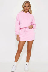 Mia French Terry Mini Skirt Set - Pink