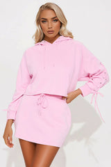 Mia French Terry Mini Skirt Set - Pink