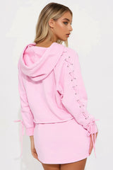 Mia French Terry Mini Skirt Set - Pink