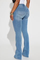 Jessie Mid Rise Distressed Bootcut Jean - Light Blue Wash