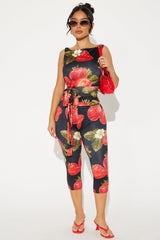 Berry Berry Hot Capri Set - Black/combo