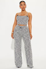 Leila Tweed Pant Set - Black/combo