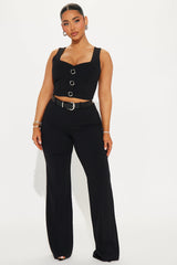 Fernanda Belted Pant Set - Black