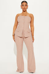Stacy Polka Dot Flare Pant Set - Pink