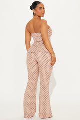 Stacy Polka Dot Flare Pant Set - Pink