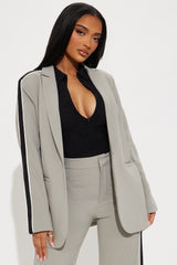 Always Focused Blazer Pant Set - Light Grey