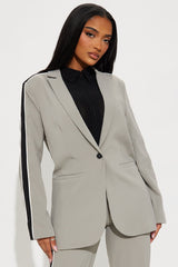 Always Focused Blazer Pant Set - Light Grey