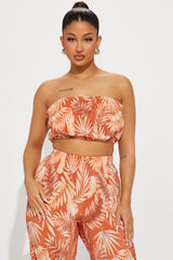 Island Dreams Plisse Pant Set - Rust/combo