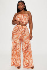 Island Dreams Plisse Pant Set - Rust/combo