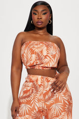 Island Dreams Plisse Pant Set - Rust/combo