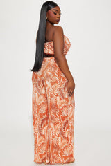 Island Dreams Plisse Pant Set - Rust/combo