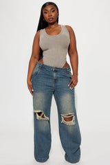 Drew Drop Waist Baggy Jeans - Dark Wash