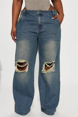 Drew Drop Waist Baggy Jeans - Dark Wash