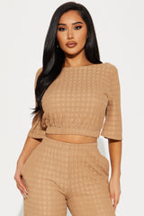 Day Plans Textured Pant Set - Taupe
