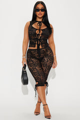Lora Lace Capri Set - Black