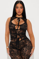 Lora Lace Capri Set - Black